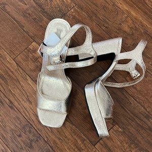 NWT Zara Gold Platform Heels